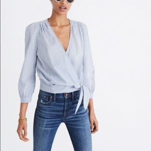 NWT Madewell striped wrap shirt Size Small